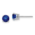 14k White Gold 5mm Round Sapphire Post Earrings, 1.32 ct, 5 x 5 mm