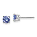 14k White Gold 5mm Round Tanzanite Post Earrings, 1.1 ct, 5 x 5 mm