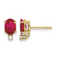 14k 7x5mm Oval Ruby and AA Quality Diamond Post Earrings, 2.256 ct, 10 x 5 mm