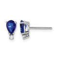 14k White Gold 6x4mm Pear Sapphire and VS Quality Diamond Post Earrings, 1.134 ct, 8 x 4 mm