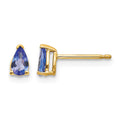14k 5x3mm Pear Tanzanite Post Earrings, 0.5 ct, 6 x 3 mm