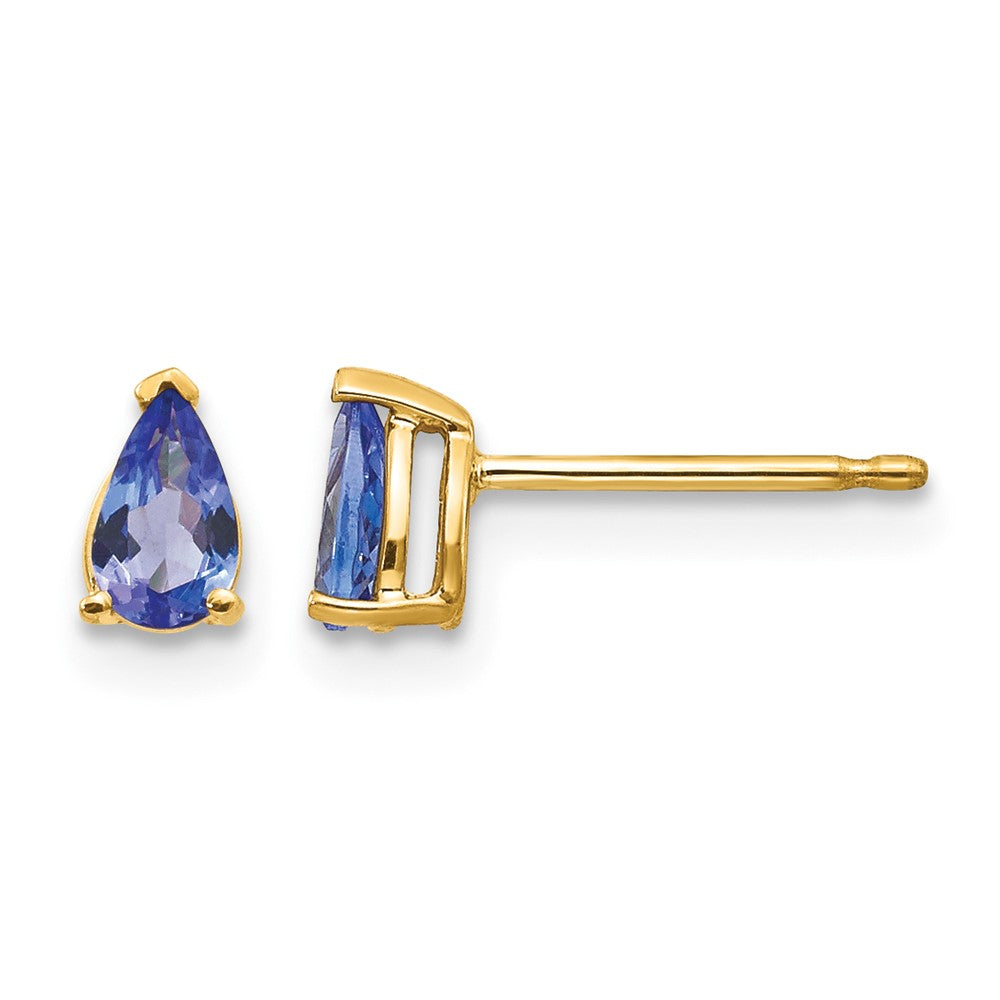 14k 5x3mm Pear Tanzanite Post Earrings, 0.5 ct, 6 x 3 mm