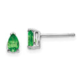 14k White Gold 5x3mm Pear Tsavorite Post Earrings, 0.48 ct, 6 x 3 mm