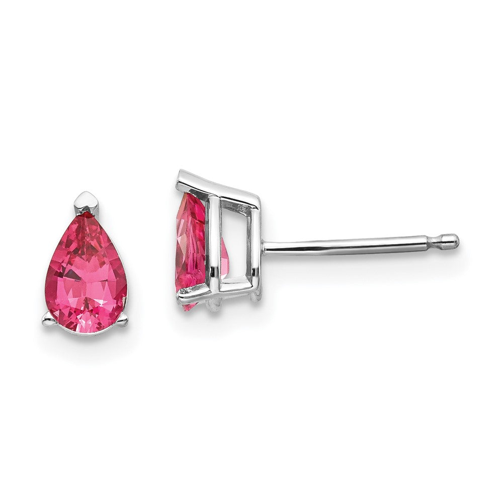 14k White Gold 6x4mm Pear Pink Spinel Post Earrings, 0.92 ct, 7 x 4 mm