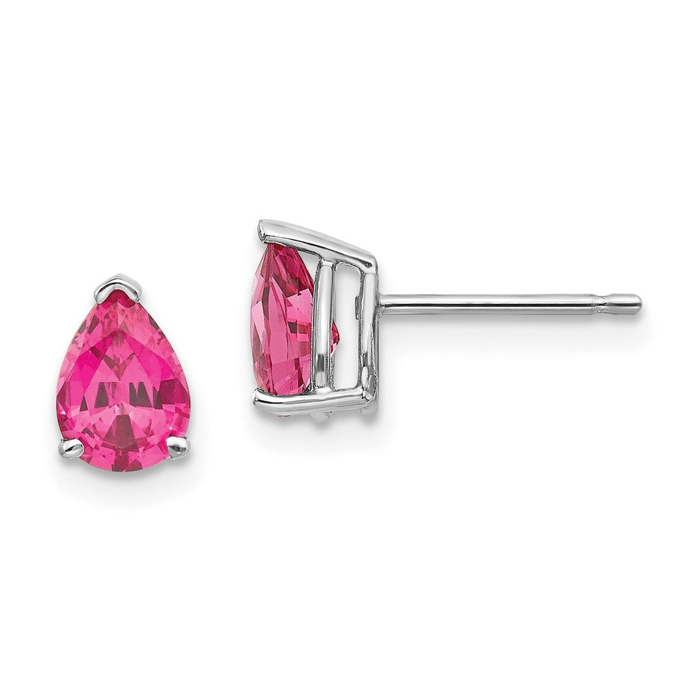 14k White Gold 7x5mm Pear Pink Spinel Post Earrings, 1.7 ct, 8 x 5.5 mm