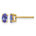 14k 5x3mm Oval Tanzanite Post Earrings, 0.54 ct, 5 x 3 mm