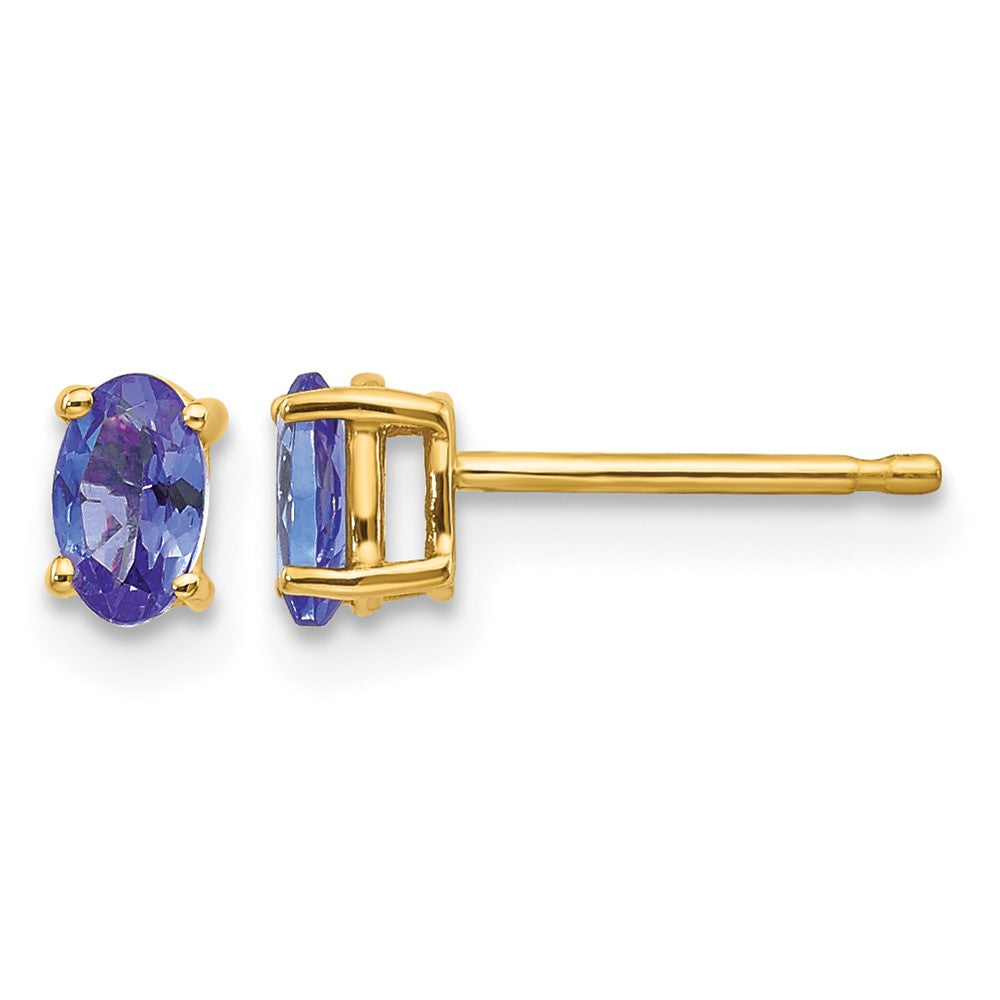 14k 5x3mm Oval Tanzanite Post Earrings, 0.54 ct, 5 x 3 mm