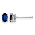 14k White Gold 5x3mm Oval Sapphire Post Earrings, 0.7 ct, 5 x 3 mm