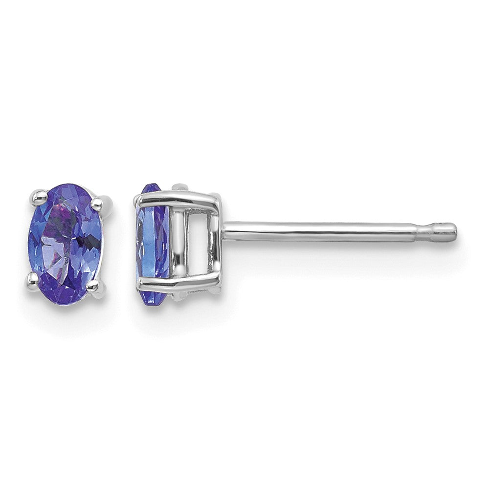 14k White Gold 5x3mm Oval Tanzanite Post Earrings, 0.54 ct, 5 x 3 mm