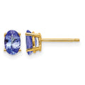 14k 6x4mm Oval Tanzanite Post Earrings, 6 x 4 mm