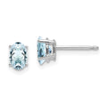 14k White Gold 6x4mm Oval Aquamarine Post Earrings, 0.86 ct, 6 x 4 mm