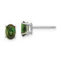 14k White Gold 6x4mm Oval Green Tourmaline Post Earrings, 0.52 ct, 6 x 4 mm