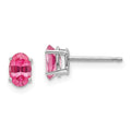 14k White Gold 6x4mm Oval Pink Spinel Post Earrings, 0.98 ct, 6 x 4 mm