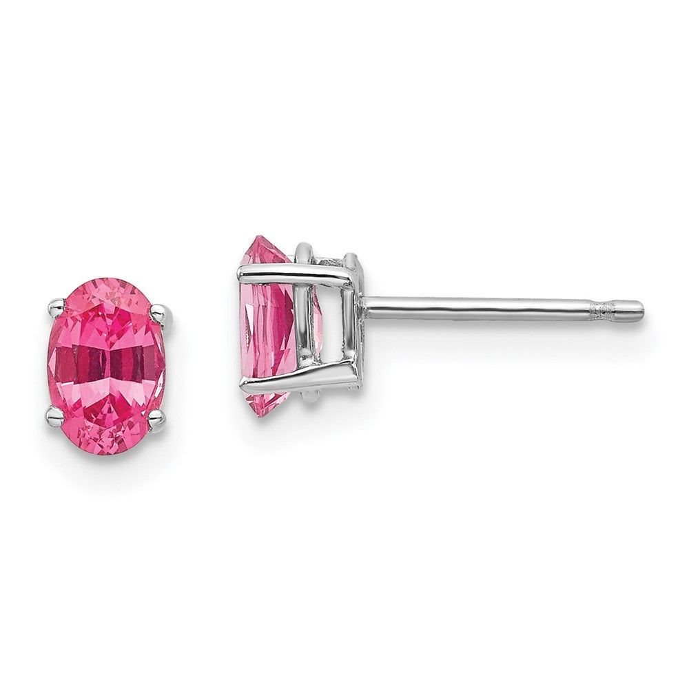 14k White Gold 6x4mm Oval Pink Spinel Post Earrings, 0.98 ct, 6 x 4 mm
