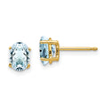 14k 7x5mm Oval Aquamarine Post Earrings, 1.4 ct, 7 x 5 mm