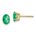 14k 7x5mm Oval Emerald Post Earrings, 1.56 ct, 7 x 5 mm