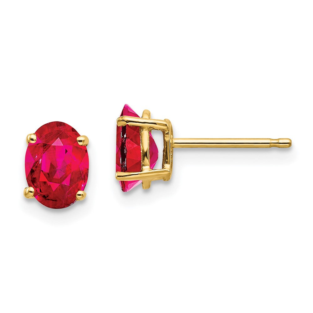 14k 7x5mm Oval Ruby Post Earrings, 2.2 ct, 7 x 5 mm
