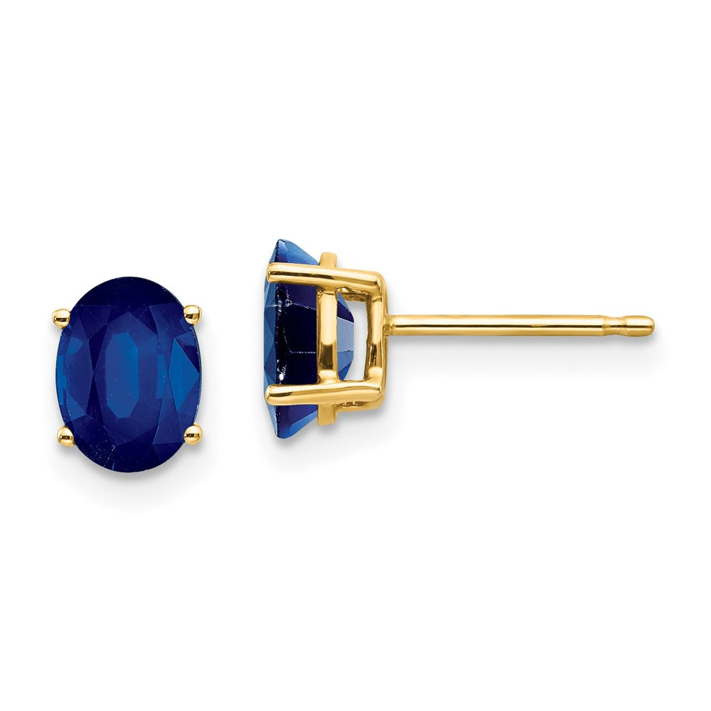 14k 7x5mm Oval Sapphire Post Earrings, 2.1 ct, 7 x 5 mm