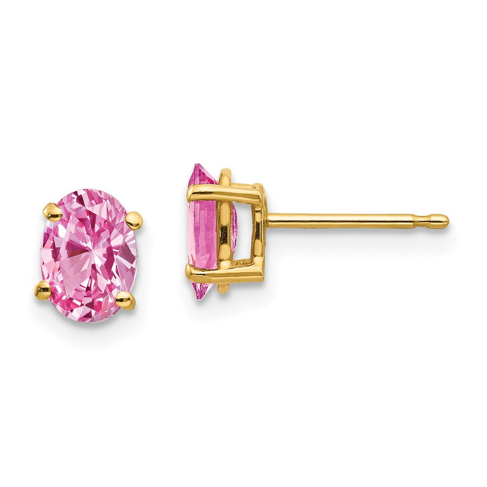 14k 7x5mm Oval Pink Sapphire Post Earrings, 2.22 ct, 7 x 5 mm