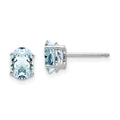 14k White Gold 7x5mm Oval Aquamarine Post Earrings, 1.4 ct, 7 x 5 mm