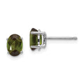 14k White Gold 7x5mm Oval Green Tourmaline Post Earrings, 1.4 ct, 7 x 5 mm