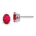 14k White Gold 7x5mm Oval Ruby Post Earrings, 2.2 ct, 7 x 5 mm