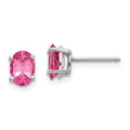 14k White Gold 7x5mm Oval Pink Spinel Post Earrings, 1.74 ct, 7 x 5 mm