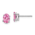 14k White Gold 7x5mm Oval Pink Sapphire Post Earrings, 2.22 ct, 7 x 5 mm