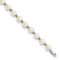 14k White Gold 6-7mm White Semi-round Freshwater Cultured Pearl Bracelet, 7.25 mm