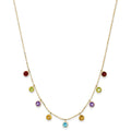 14K Amethyst/Citrine/Garnet/Peridot/Blue Topaz 16 inch Necklace Plus 2 inch Extender, 3.45 ct, 18 mm