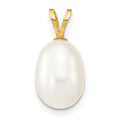 14K 8-9mm White Rice Freshwater Cultured Pearl Pendant, 13 x 8 mm