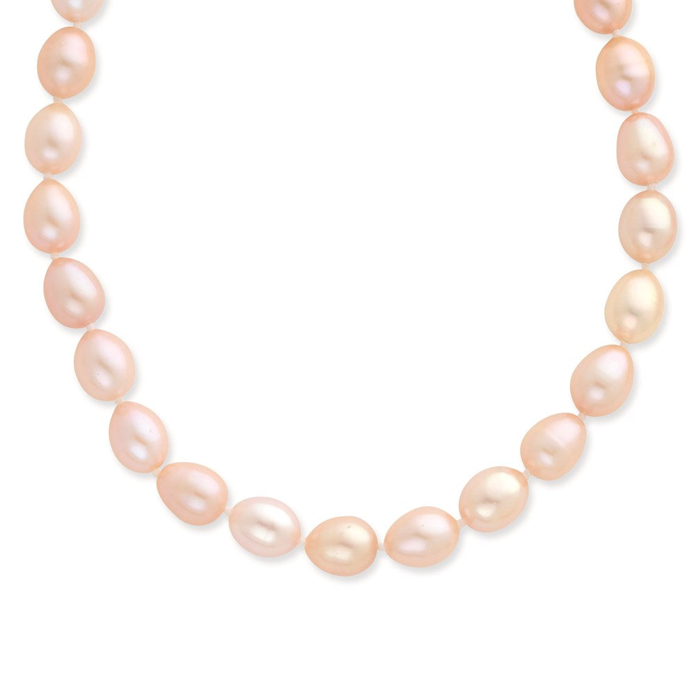 14k 8-9mm Pink Rice Shape FW Cultured Pearl Necklace, 24 mm