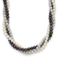 14k 6-7mm White/Gray/Black Near-Round Freshwater Cultured Pearl 3-Strand 18 inch Necklace, 18 mm