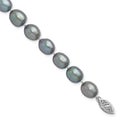 14k White Gold 8-9mm Grey Rice Freshwater Cultured Pearl 7.25 inch Bracelet, 7.25 mm