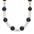 14k White Gold Black and White Semi-Round Freshwater Cultured and Mirror Bead 18 inch Necklace, 18 mm
