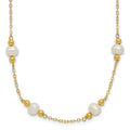 14k 5-6mm White Near-Round Freshwater Cultured Pearl Beaded 12-Station 18 inch Necklace, 18 mm