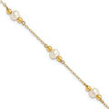 14k 5-6mm White Near-Round Freshwater Cultured Pearl Beaded 5-Station 7.5 inch Bracelet, 7.5 mm