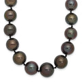 14k White Gold 9-12mm Black Semi-Round Tahitian Saltwater Cultured Pearl Graduated 19 inch Necklace, 19 mm