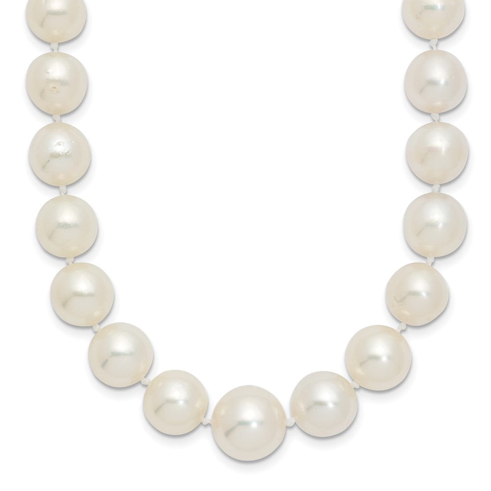 14k 9.5-12mm White Round South Sea Saltwater Cultured Graduated Pearl 18 inch Necklace, 18 mm