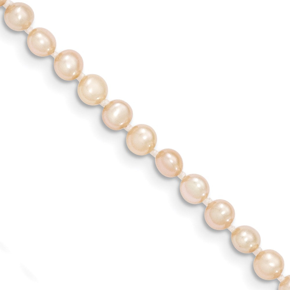 14k 3-4mm Pink Near Round Freshwater Cultured Pearl Bracelet, 4 x 3.5 mm