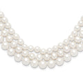 14k 8-9mm White Near-Round Freshwater Cultured Pearl 3-Strand 16 inch Necklace, 16 mm