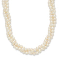 14k 6-7mm White Near-Round Freshwater Cultured Pearl 3-Strand 21 inch Necklace, 21 mm