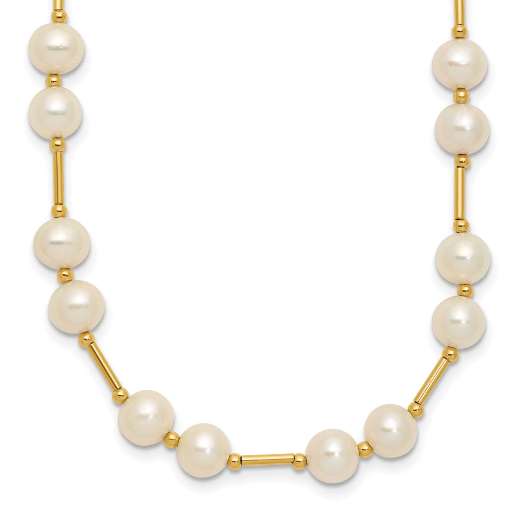 14k 6-7mm White Near-Round Freshwater Cultured Pearl Beaded 18 inch Necklace, 18 mm