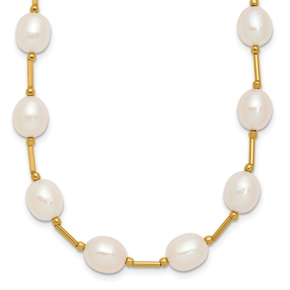 14k 7-8mm White Rice Freshwater Cultured Pearl Beaded 18 inch Necklace, 18 mm