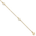 14k 5-6mm White Near-Round Freshwater Cultured Pearl 3-Station 7.25 inch Bracelet, 7.25 mm