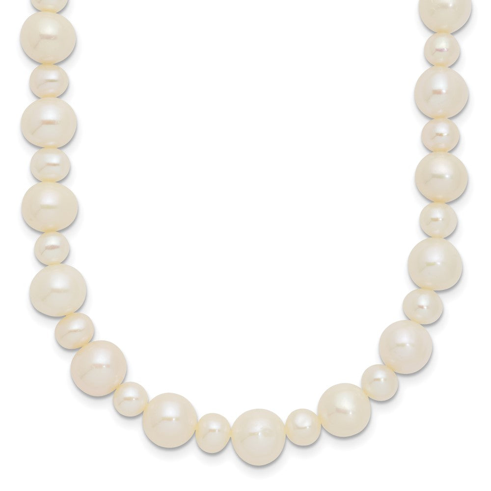 14k White Gold 5-8mm White Near-Round Freshwater Cultured Pearl 18 inch Necklace, 18 mm
