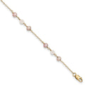 14k FW Cultured Pearl & Rose Quartz w/Cable Chain 1 IN EXT, 5.5 mm