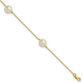 14k 7-8mm White Near-Round Freshwater Cultured Pearl 3-Station 7.25 inch Bracelet, 7.25 mm