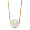 14k 10-11mm White Semi-Round Freshwater Cultured Pearl 17 inch Cable Necklace, 17 mm