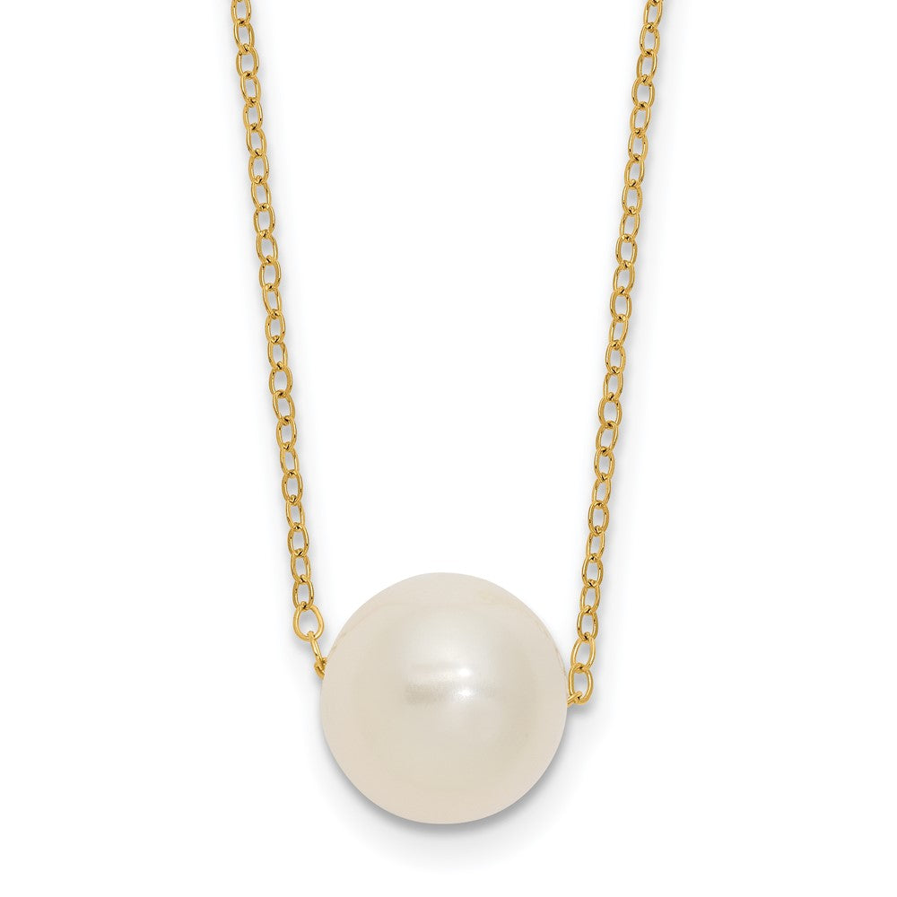 14k 10-11mm White Semi-Round Freshwater Cultured Pearl 17 inch Cable Necklace, 17 mm